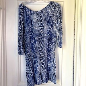 Soft Joie Royal Blue and White Snake Print Dress
